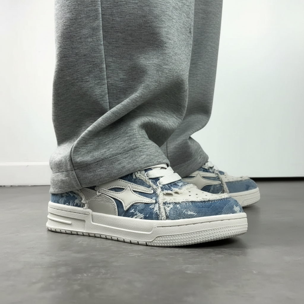 Street Style Chunky Denim Sneakers For Women