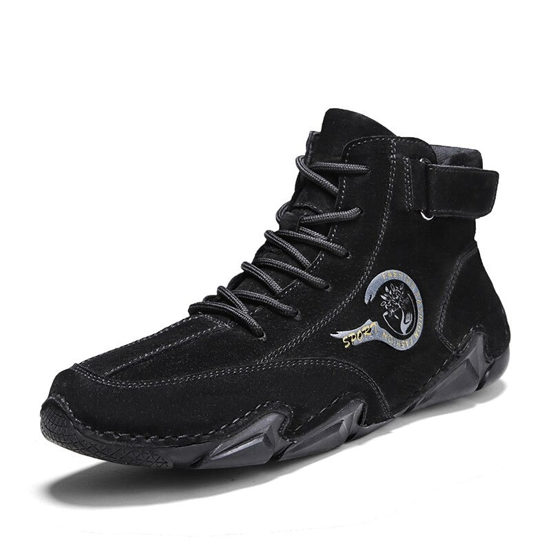 Men's Comfortable Leather Ankle Boots-My Soft Slipper