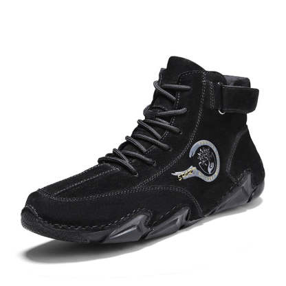 Men's Comfortable Leather Ankle Boots-My Soft Slipper