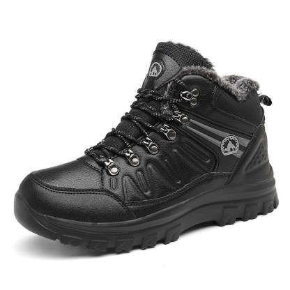Men's Warm Lace Up Non-Slip Ankle Boots-My Soft Slipper