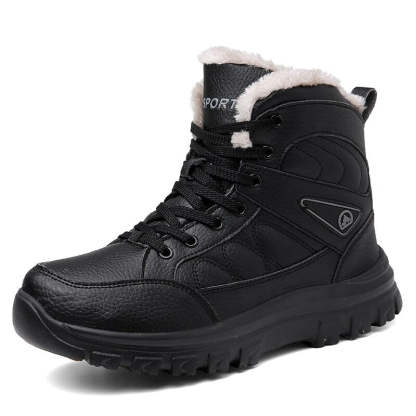 Men's Warm Lace Up Non-Slip Ankle Boots-My Soft Slipper