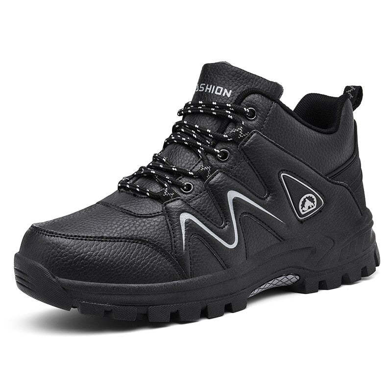 Men's Non-Slip PU Lace Up Ankle Boots-My Soft Slipper