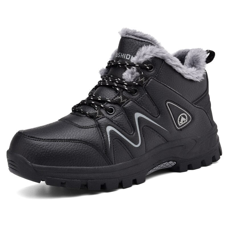 Men's Non-Slip PU Lace Up Ankle Boots-My Soft Slipper