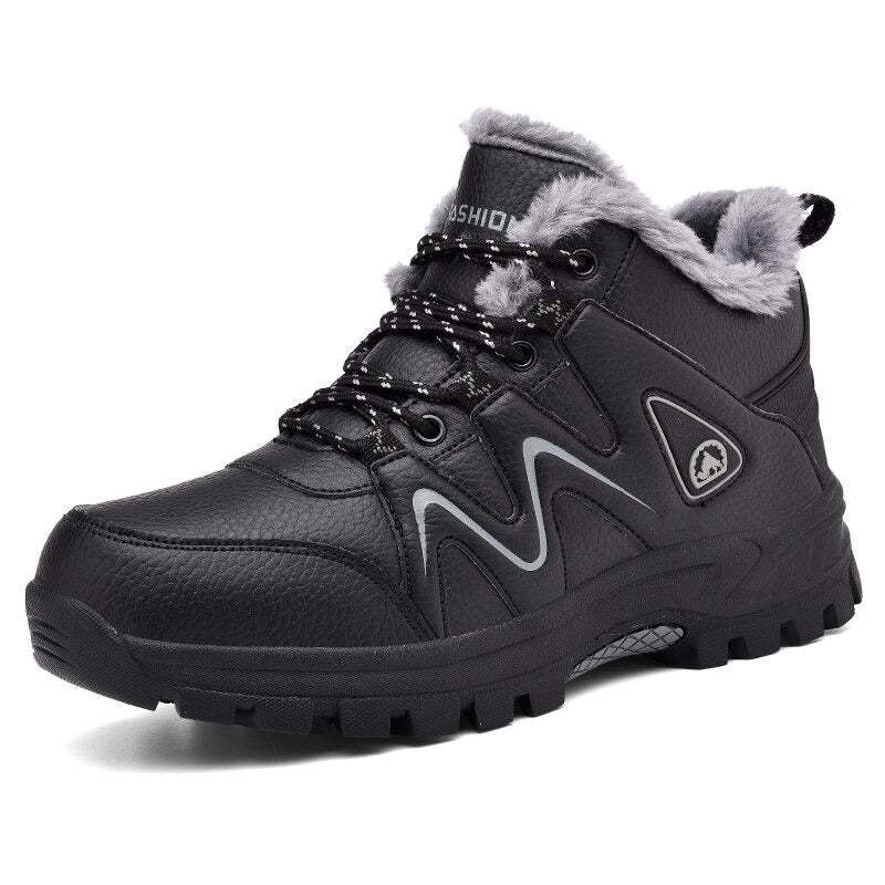 Men's Non-Slip PU Lace Up Ankle Boots-My Soft Slipper
