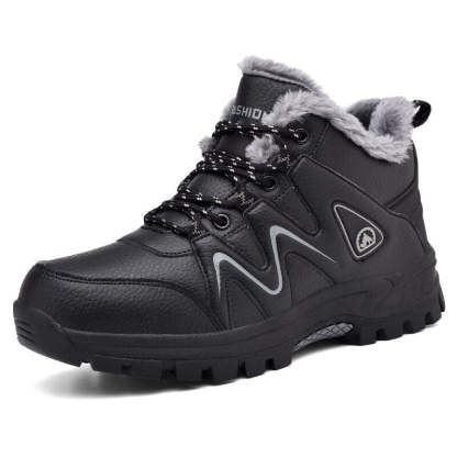 Men's Non-Slip PU Lace Up Ankle Boots-My Soft Slipper