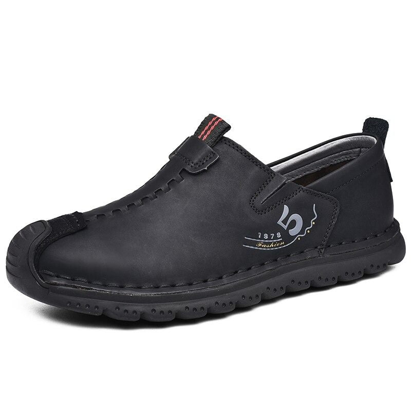 Men's Split Leather Slip On Loafers-My Soft Slipper