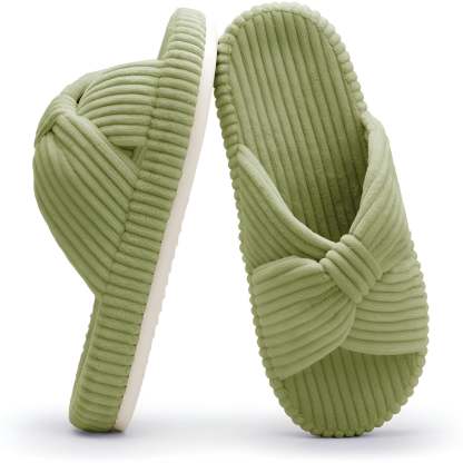 Textured Corduroy Slide Slippers With Cushioned Support-My Soft Slipper