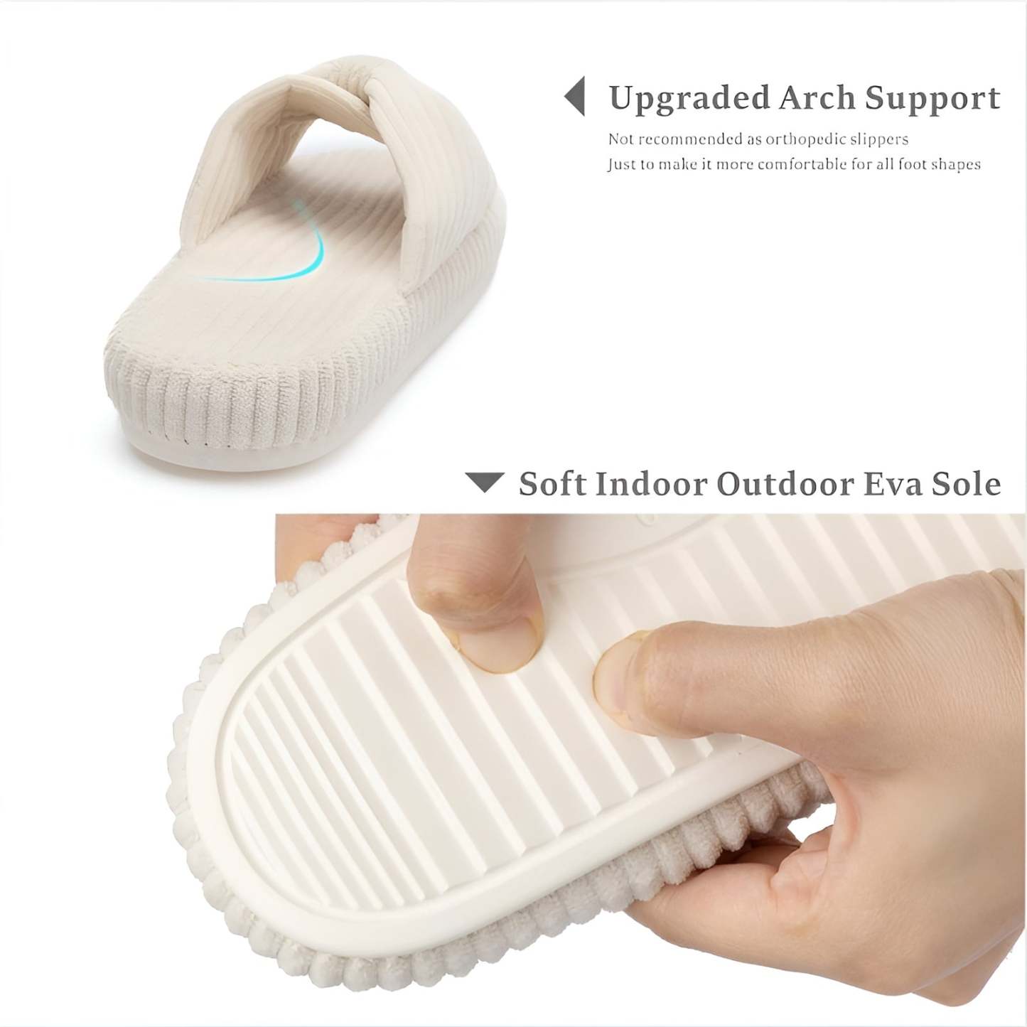 Textured Corduroy Slide Slippers With Cushioned Support-My Soft Slipper
