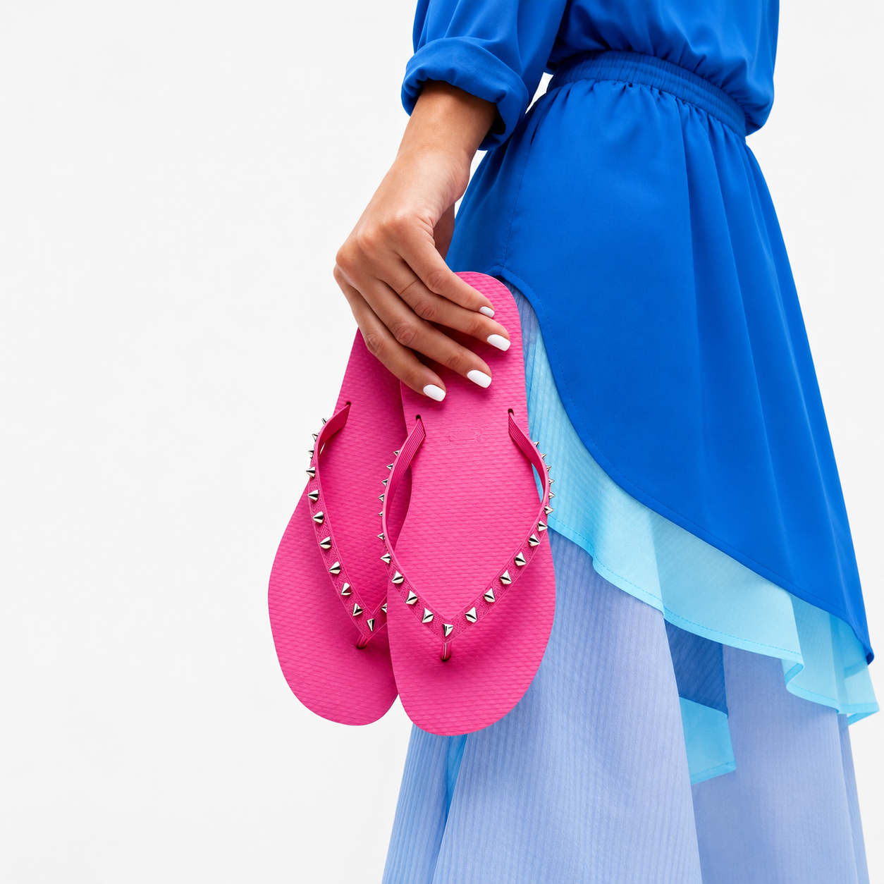 Casual Summer Spiked Decor Flip Flops For Women
