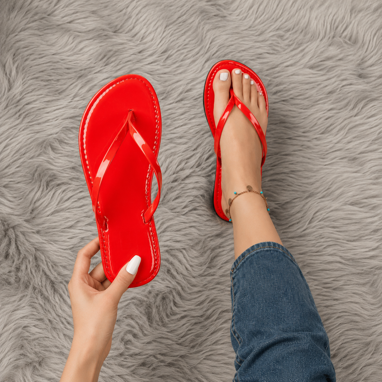 Summer Vacation Casual Flat Flip Flop Sandals for Women