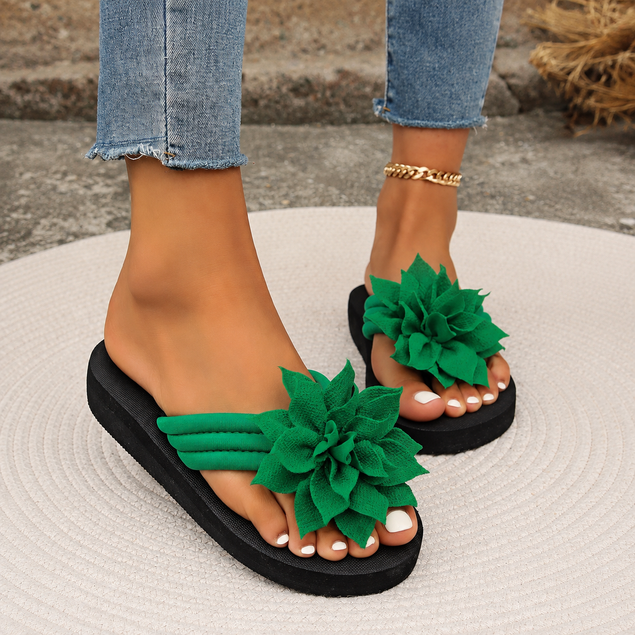 Casual Floral Flip Flops Sandals For Women