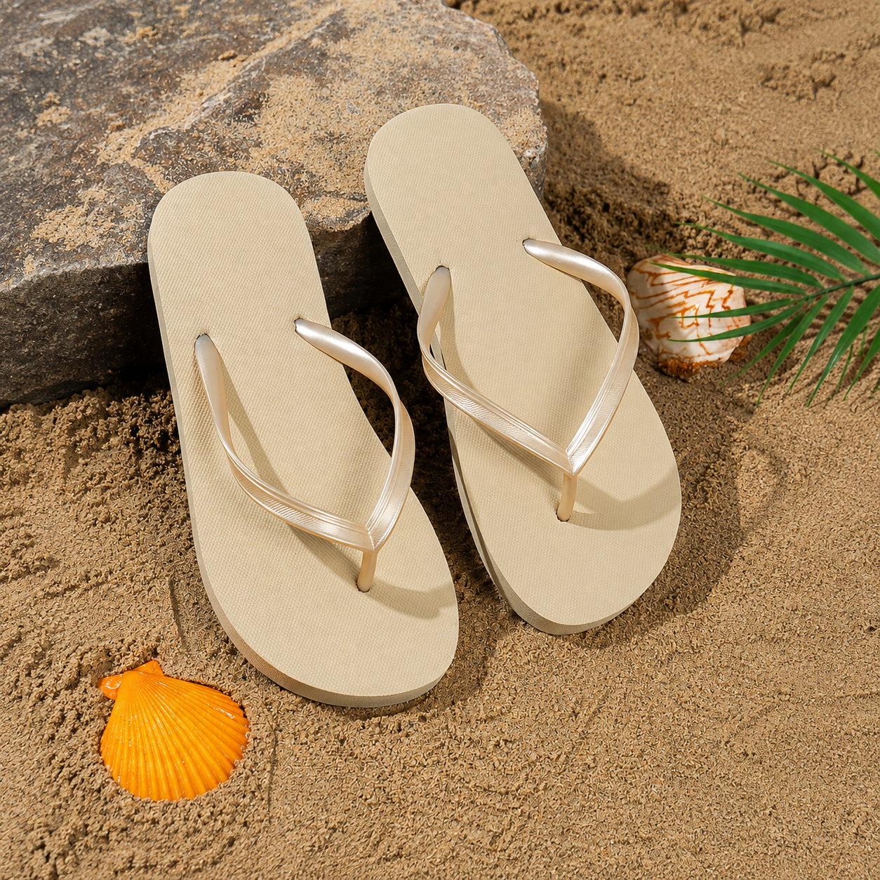 Versatile Solid Colored Flat Flip Flops Sandals For Women