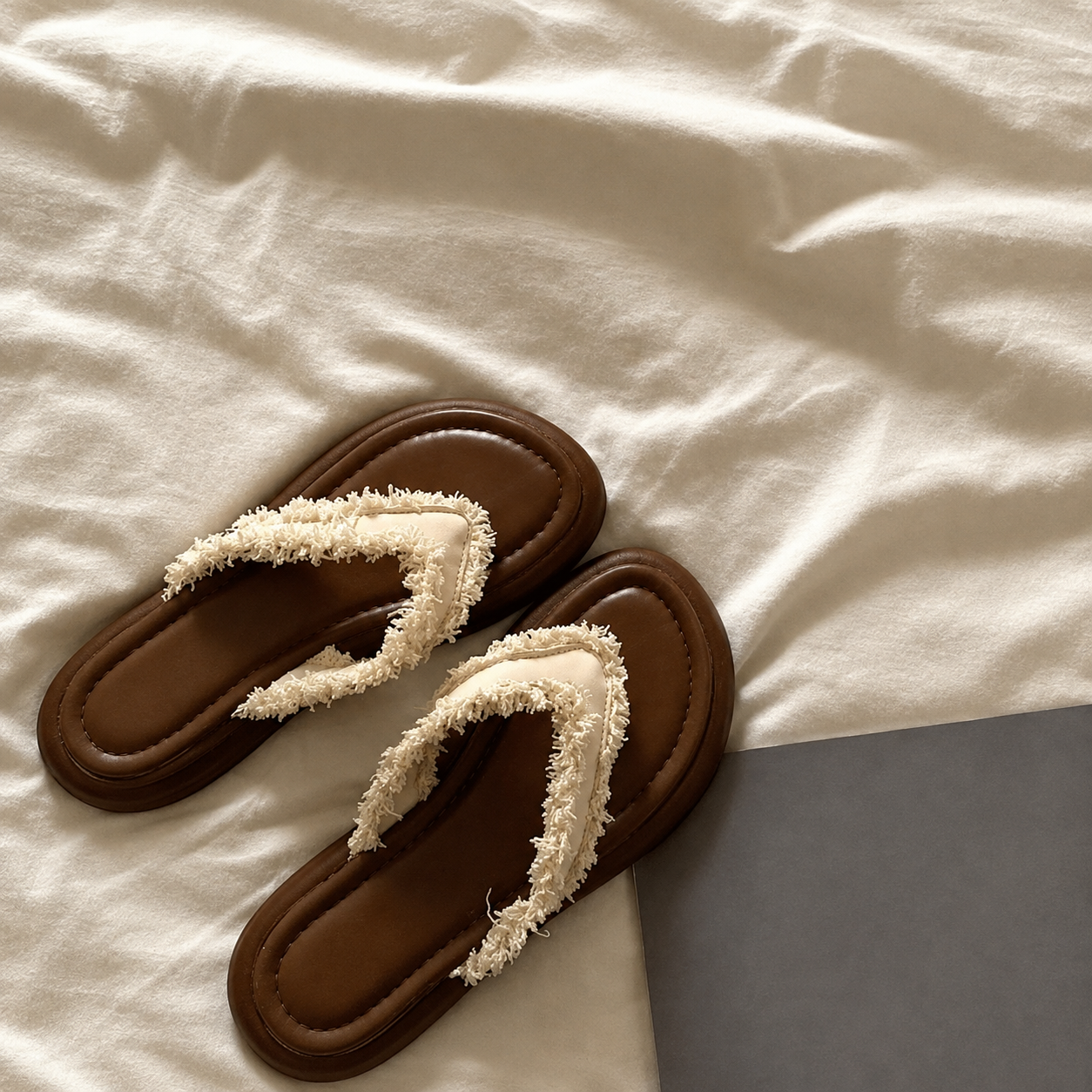 Fashionable Frayed Strap Casual Flat Sandals For Women