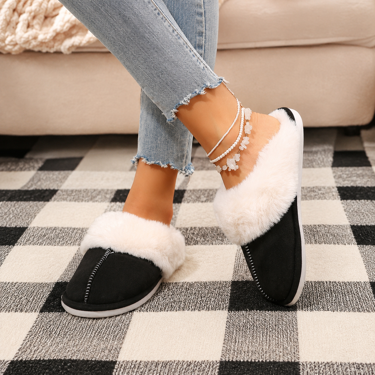 Casual Cozy Slip On Moccasin Slippers For Women