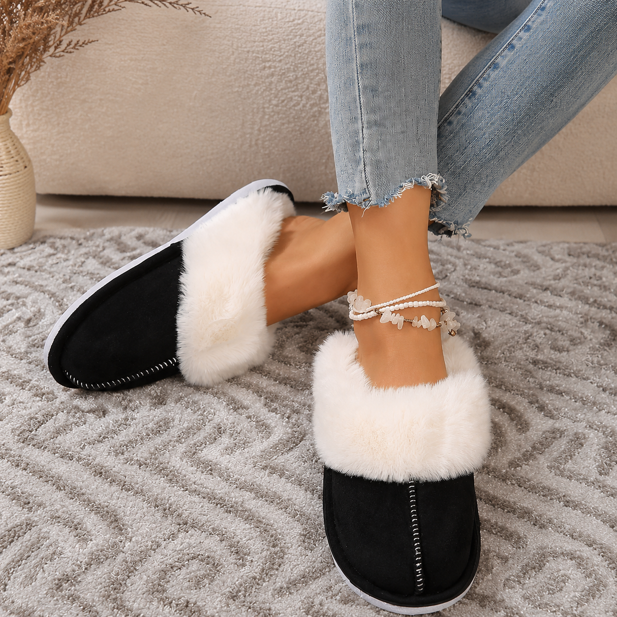 Casual Cozy Slip On Moccasin Slippers For Women