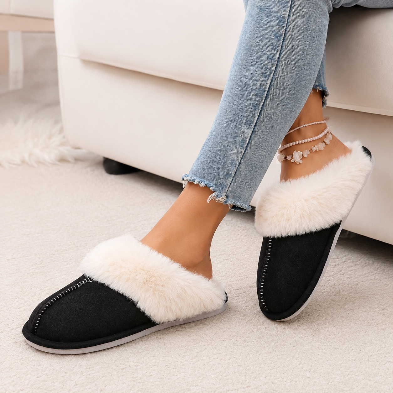 Casual Cozy Slip On Moccasin Slippers For Women