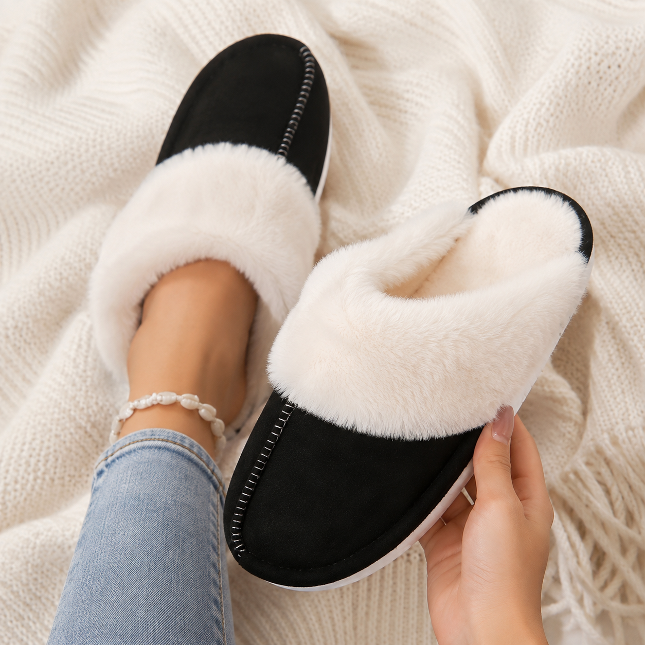 Casual Cozy Slip On Moccasin Slippers For Women