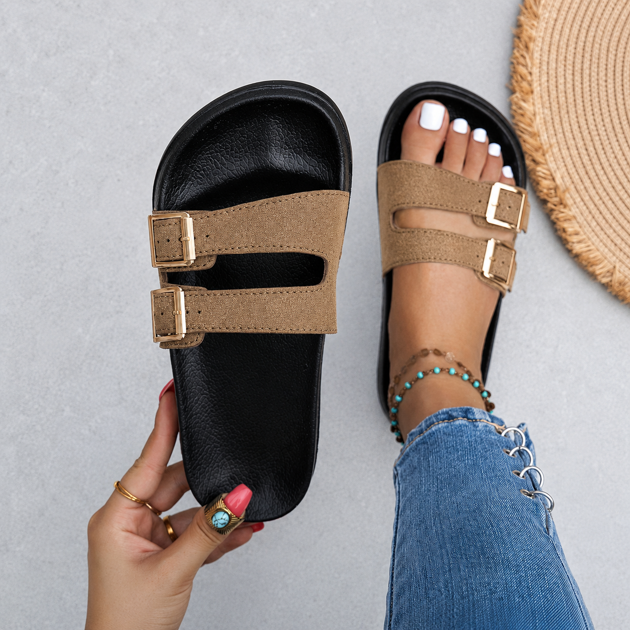 Versatile Buckled And Strap Comfy Slippers For Women