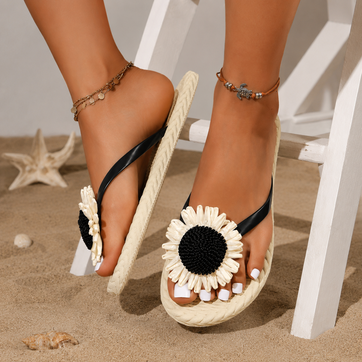 Versatile Solid Colored Flat Flip Flops Sandals For Women