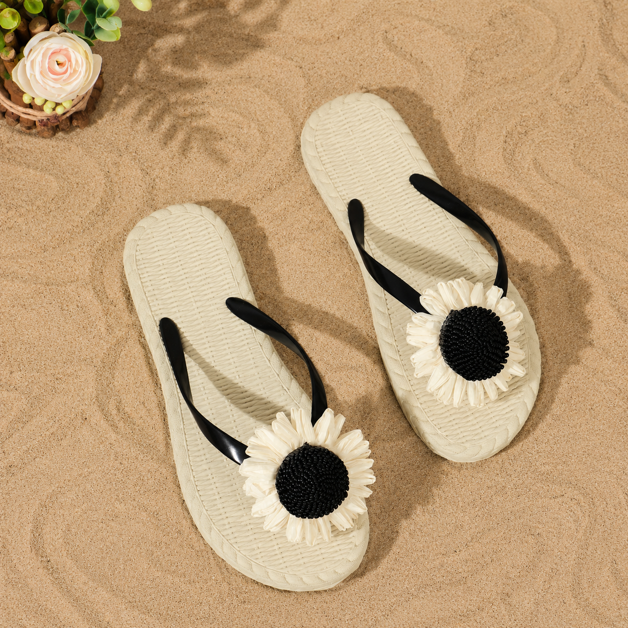 Versatile Solid Colored Flat Flip Flops Sandals For Women