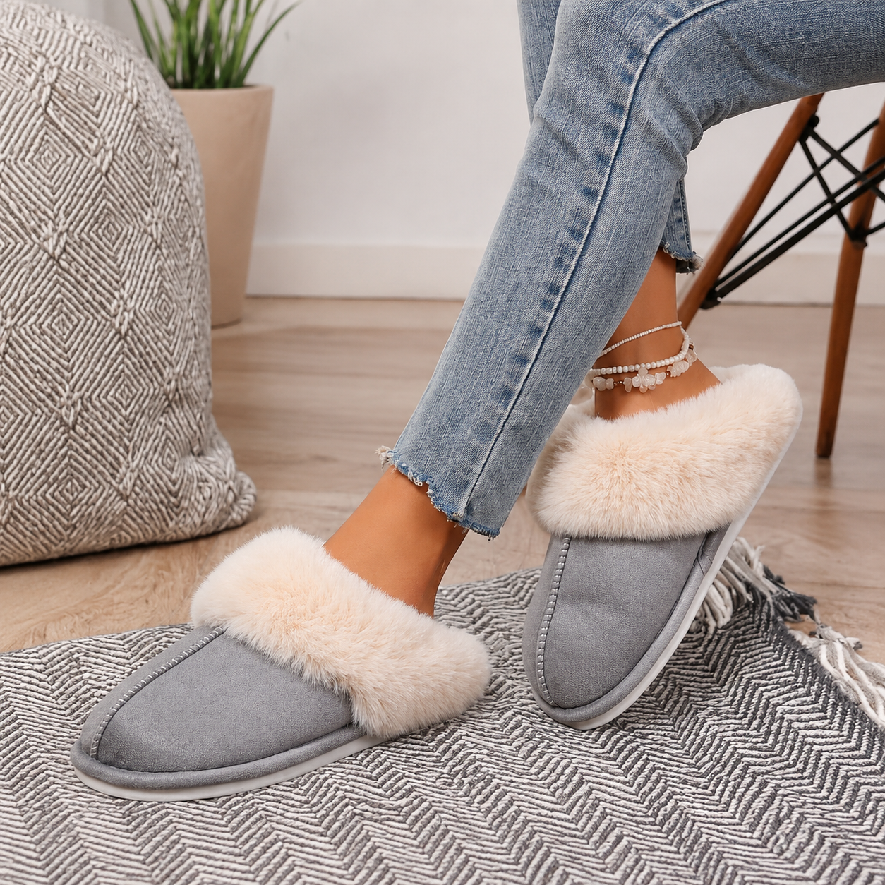 Casual Cozy Slip On Moccasin Slippers For Women