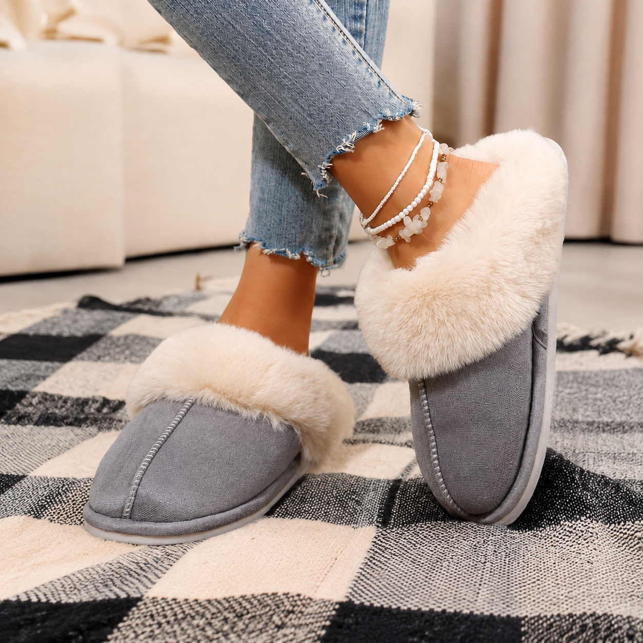 Casual Cozy Slip On Moccasin Slippers For Women
