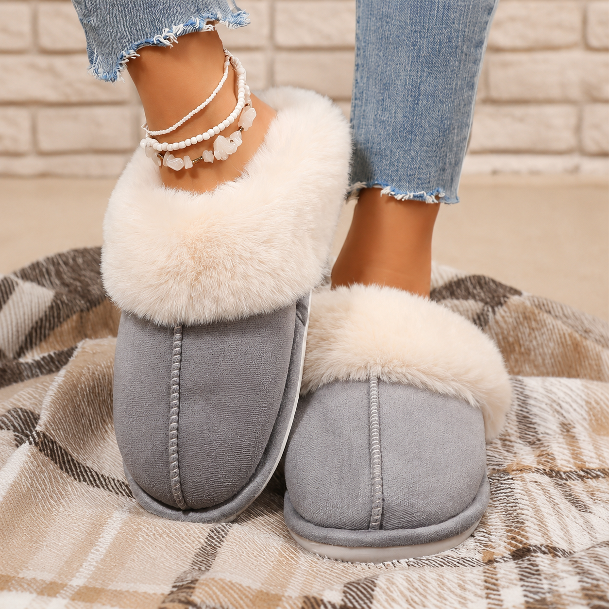 Casual Cozy Slip On Moccasin Slippers For Women