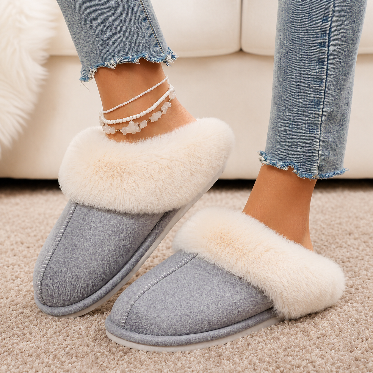 Casual Cozy Slip On Moccasin Slippers For Women