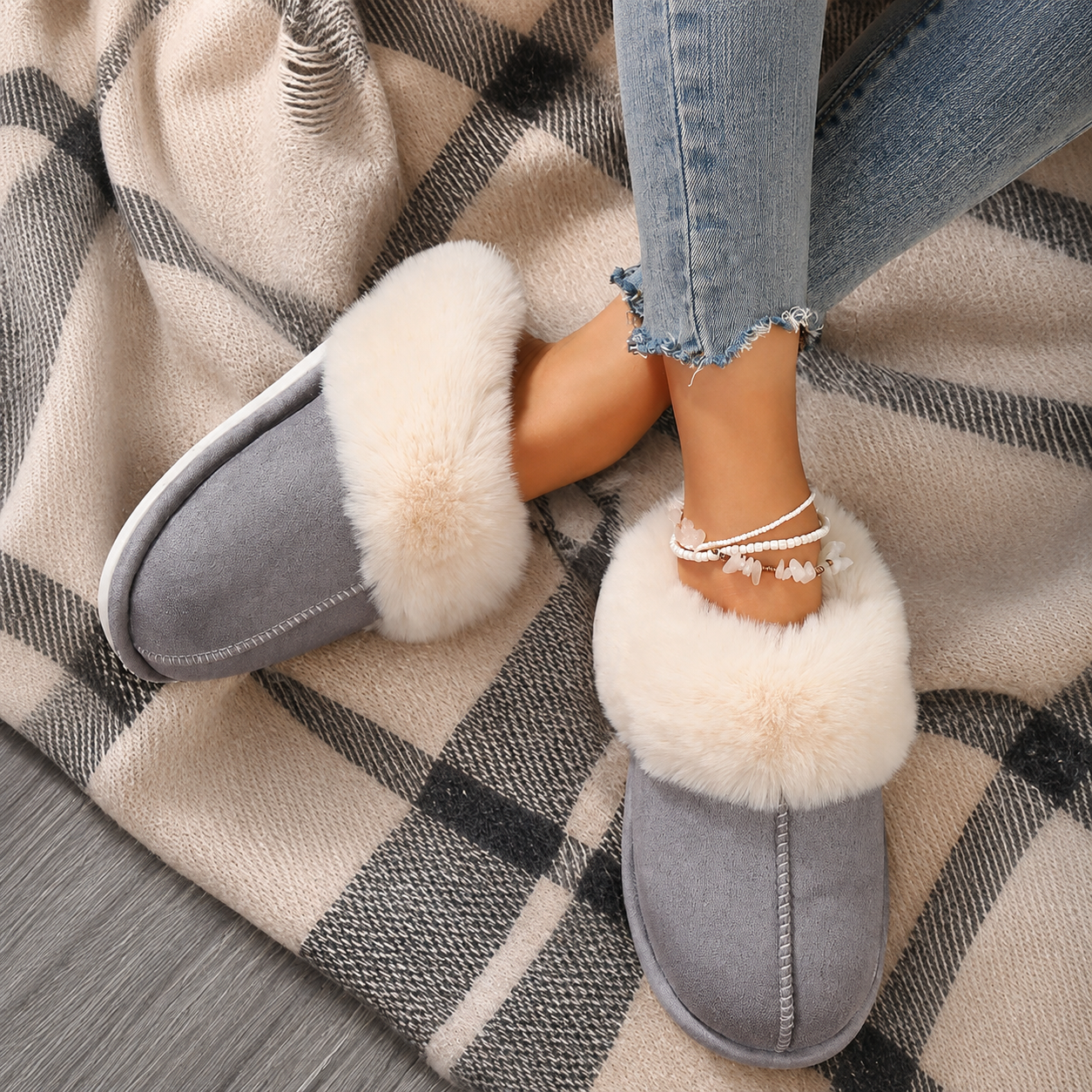 Casual Cozy Slip On Moccasin Slippers For Women