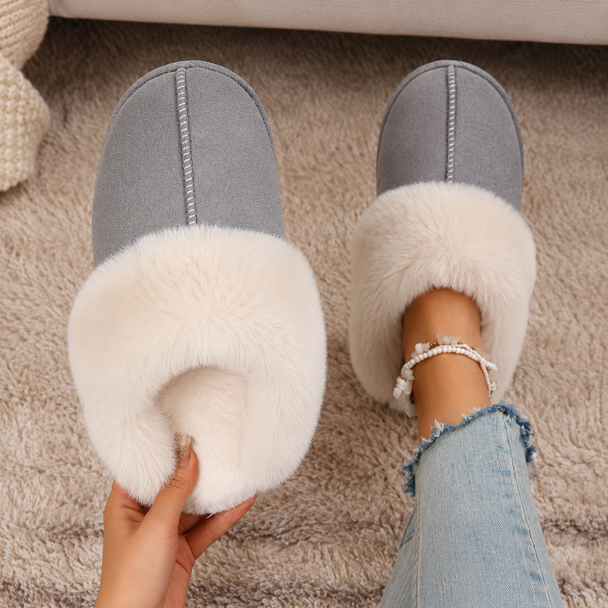 Casual Cozy Slip On Moccasin Slippers For Women