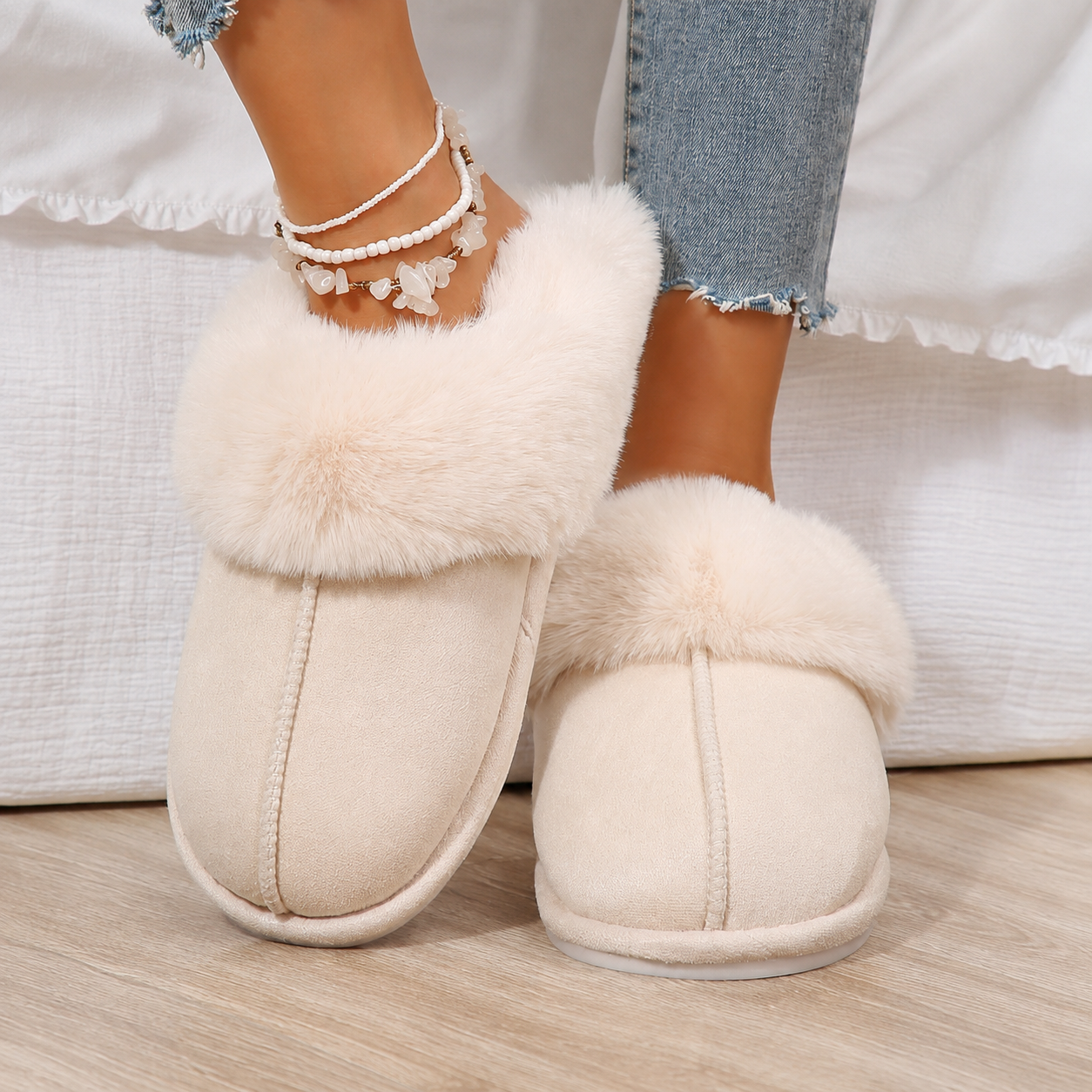Casual Cozy Slip On Moccasin Slippers For Women