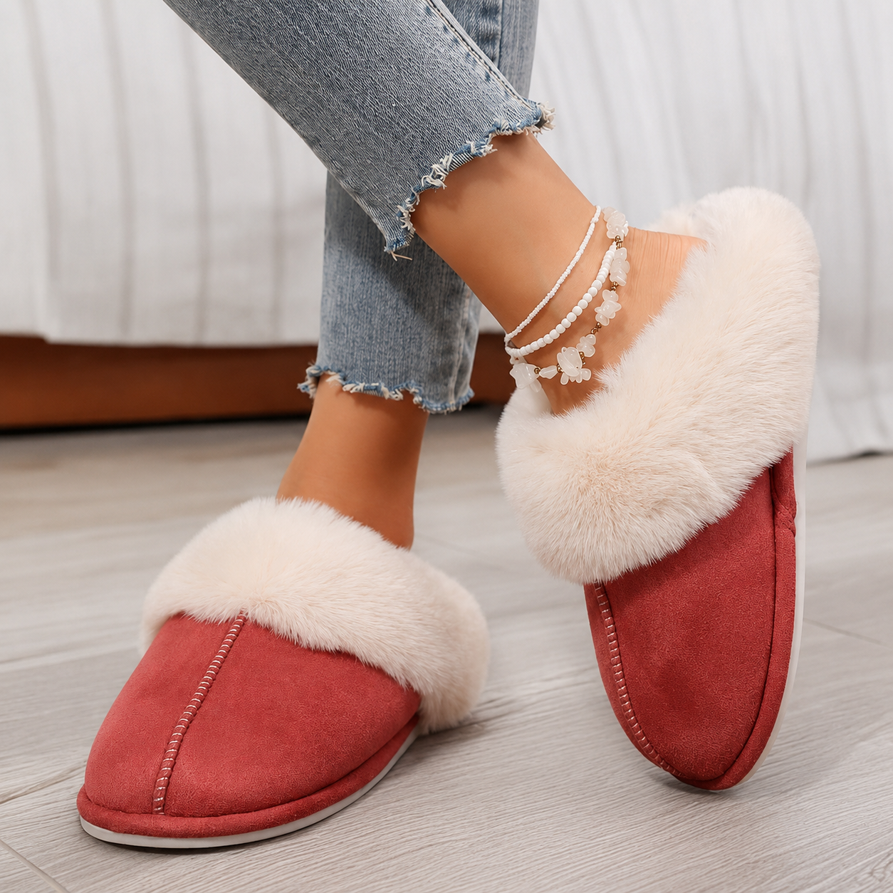 Casual Cozy Slip On Moccasin Slippers For Women