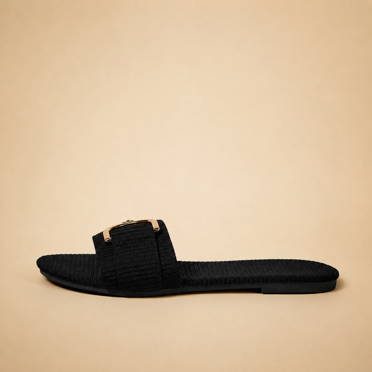 Decorative Buckle Strap Casual Flat Slide Sandals