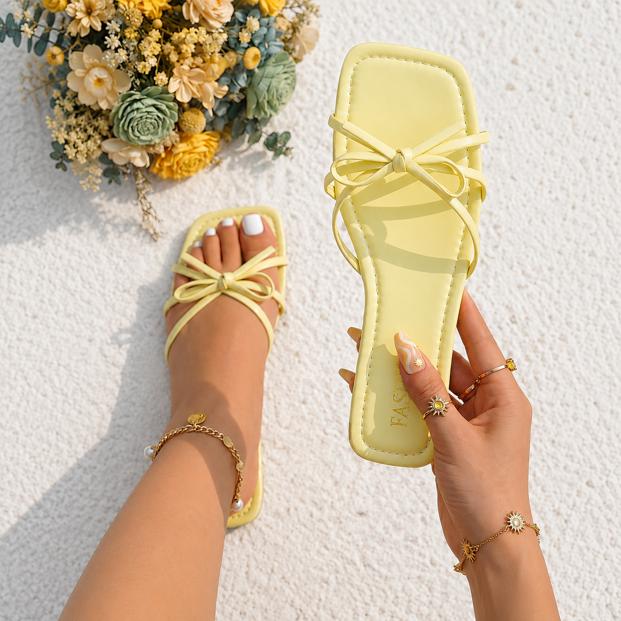 Bow Strap Casual Slip On Sandals For Summer