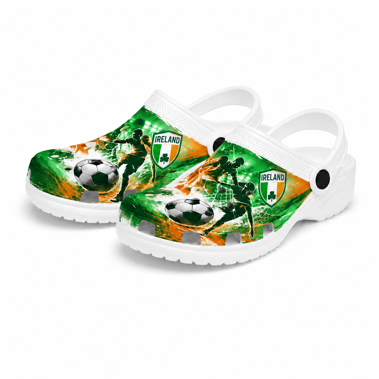 World Cup 2026 Ireland Football Fan Printed Clogs