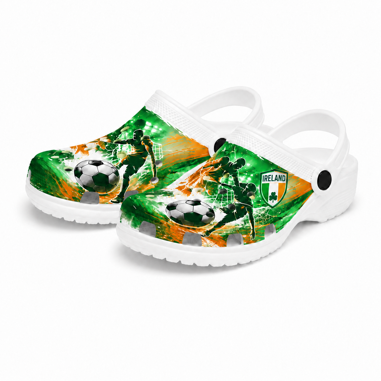 World Cup 2026 Ireland Football Fan Printed Clogs