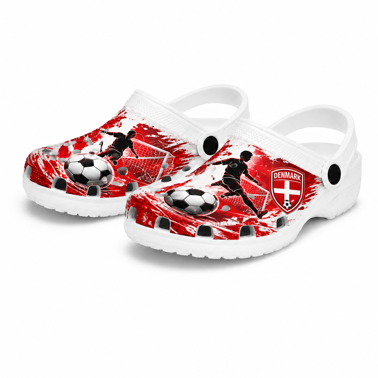 World Cup 2026 Denmark Football Fan Printed Clogs