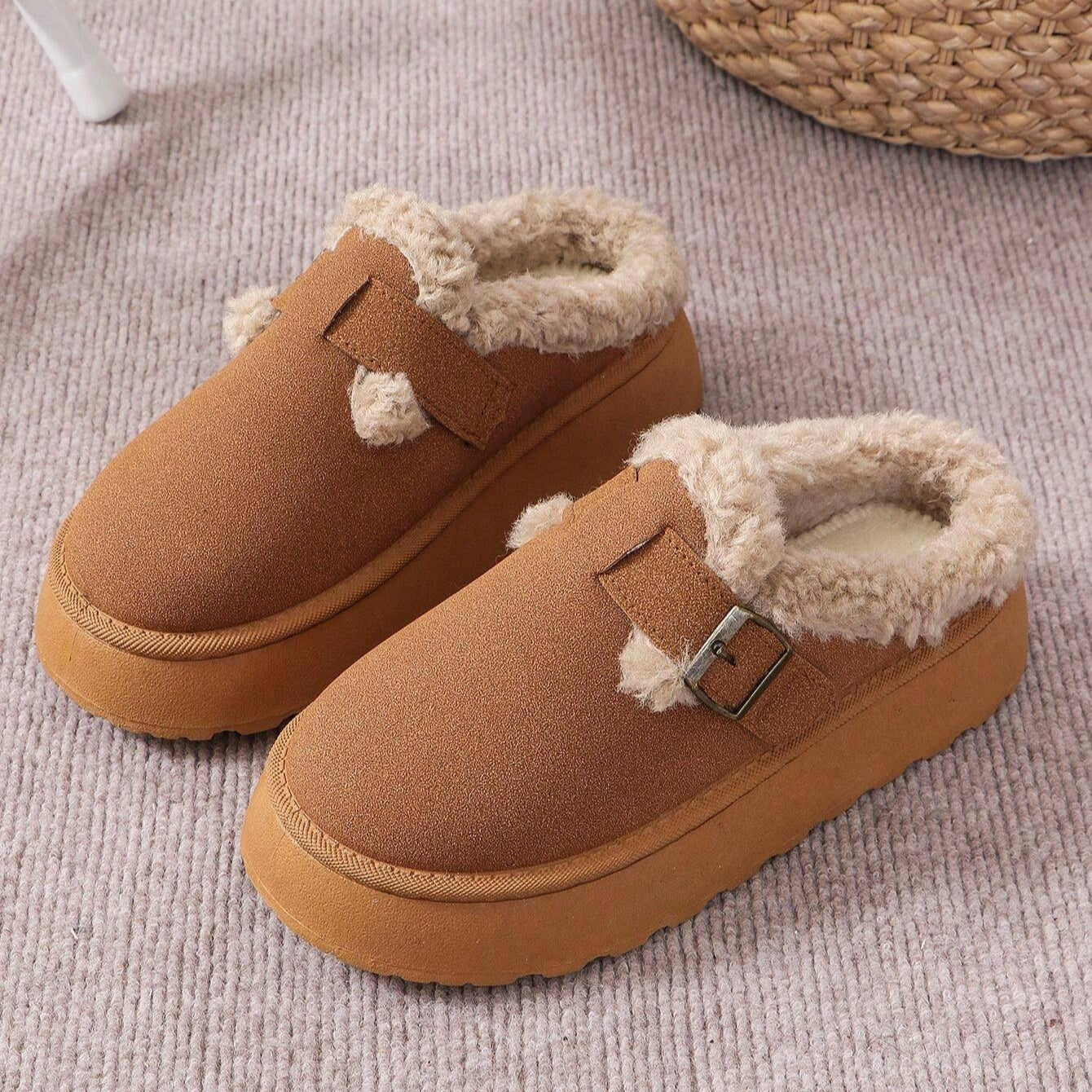 Cozy Winter Plush Lined Platform House Slippers-My Soft Slipper