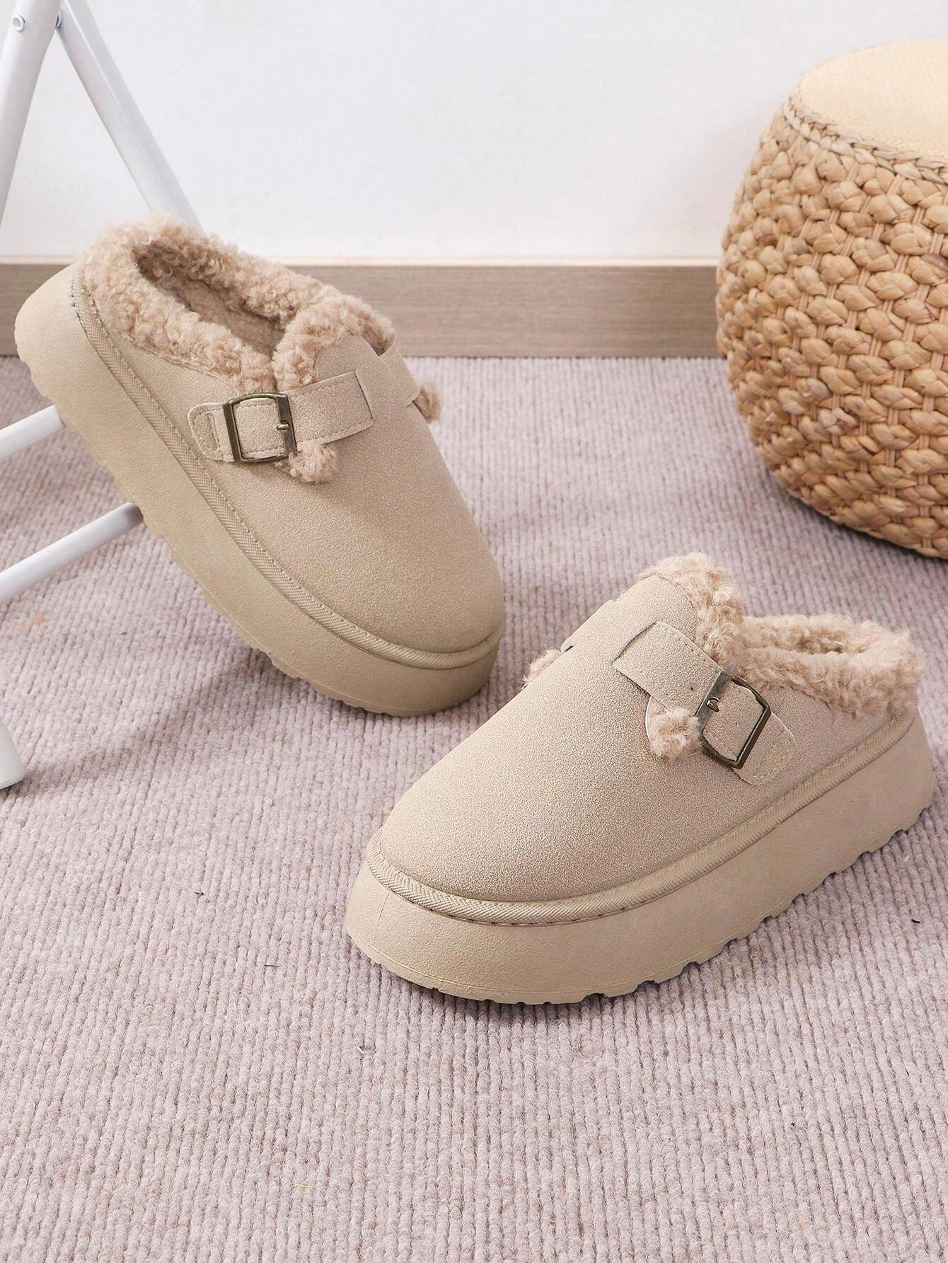 Cozy Winter Plush Lined Platform House Slippers-My Soft Slipper