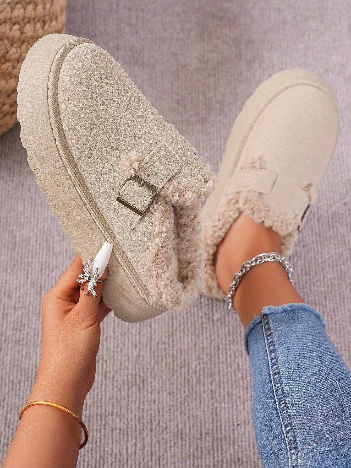 Cozy Winter Plush Lined Platform House Slippers-My Soft Slipper