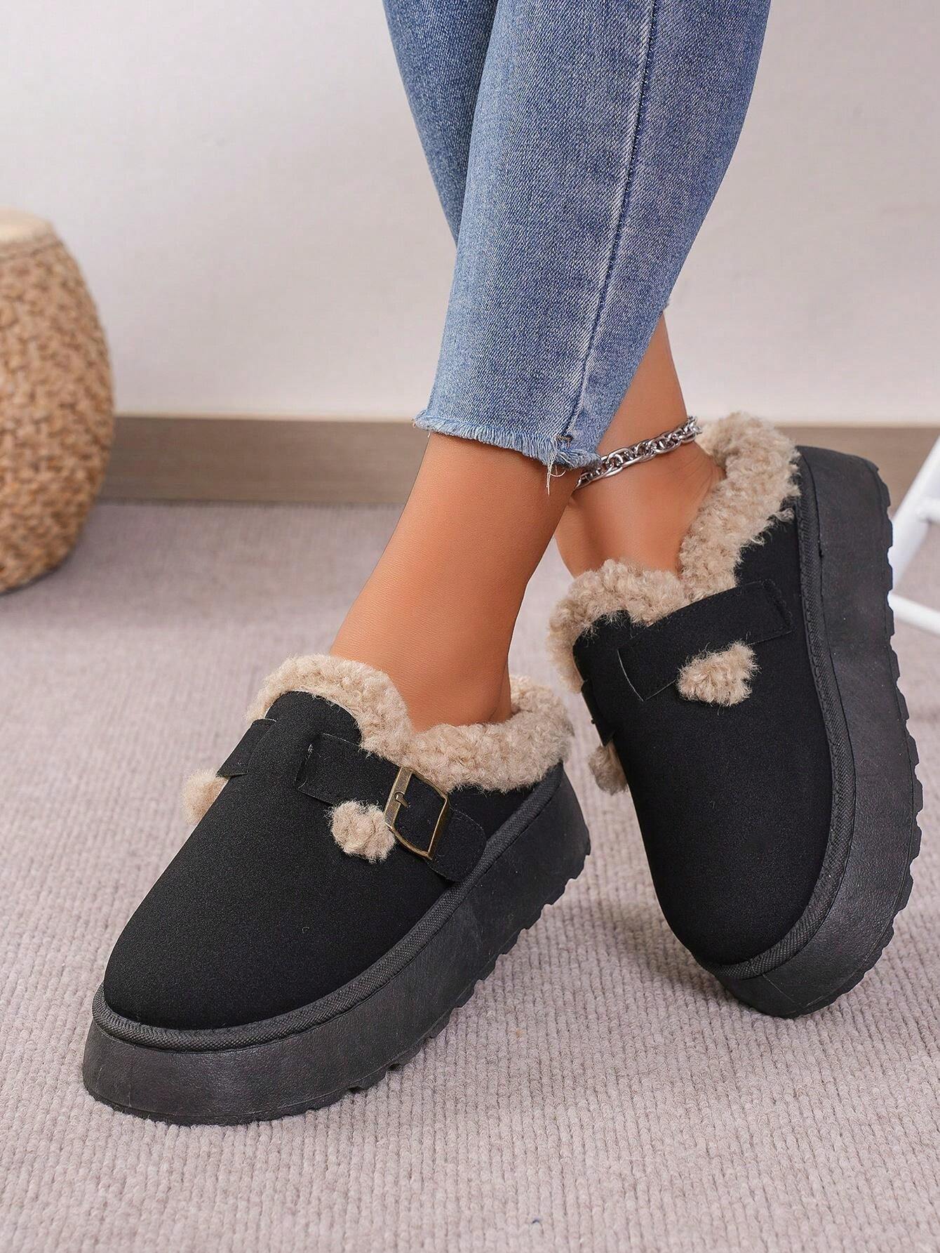 Cozy Winter Plush Lined Platform House Slippers-My Soft Slipper