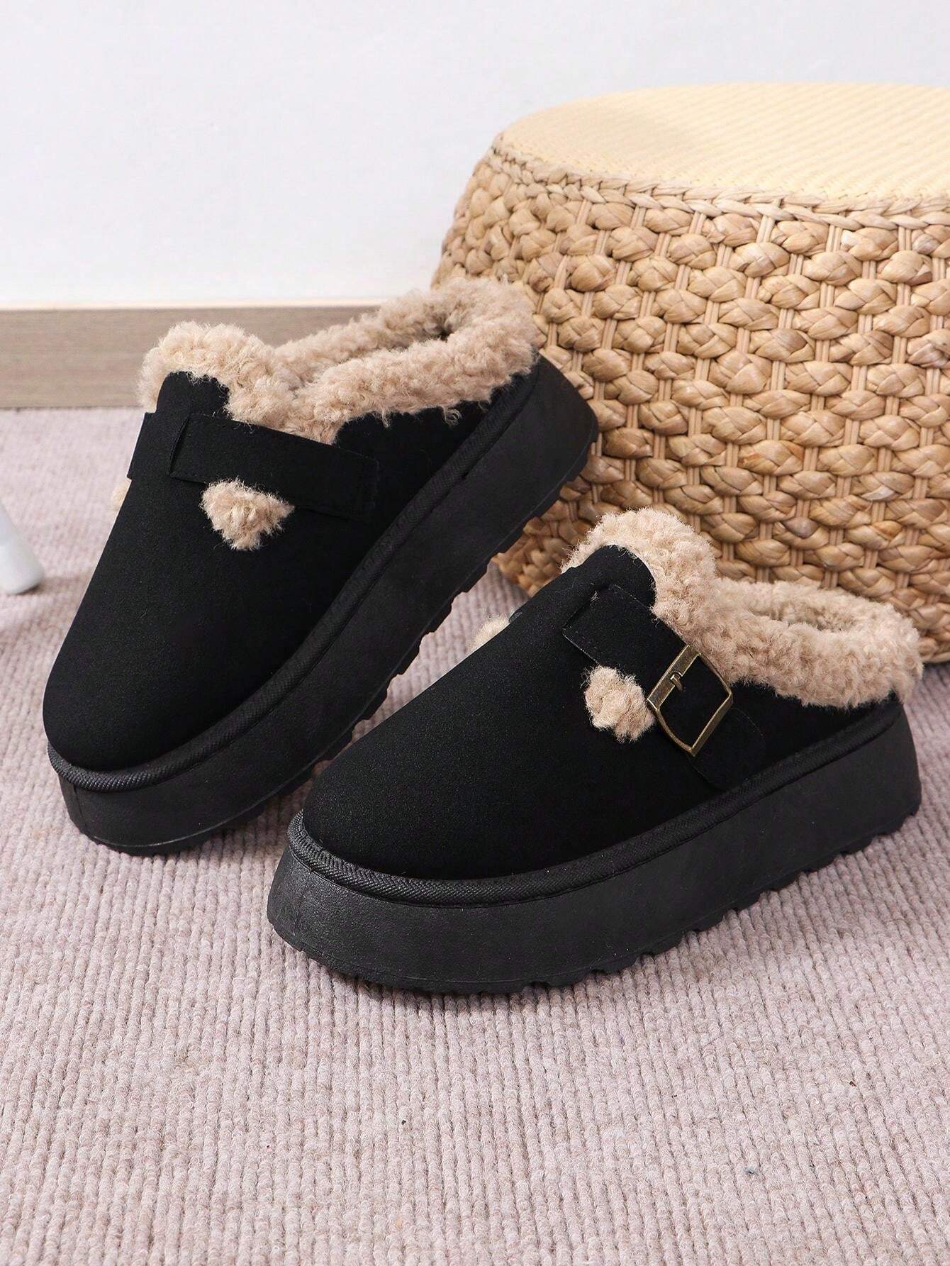 Cozy Winter Plush Lined Platform House Slippers-My Soft Slipper