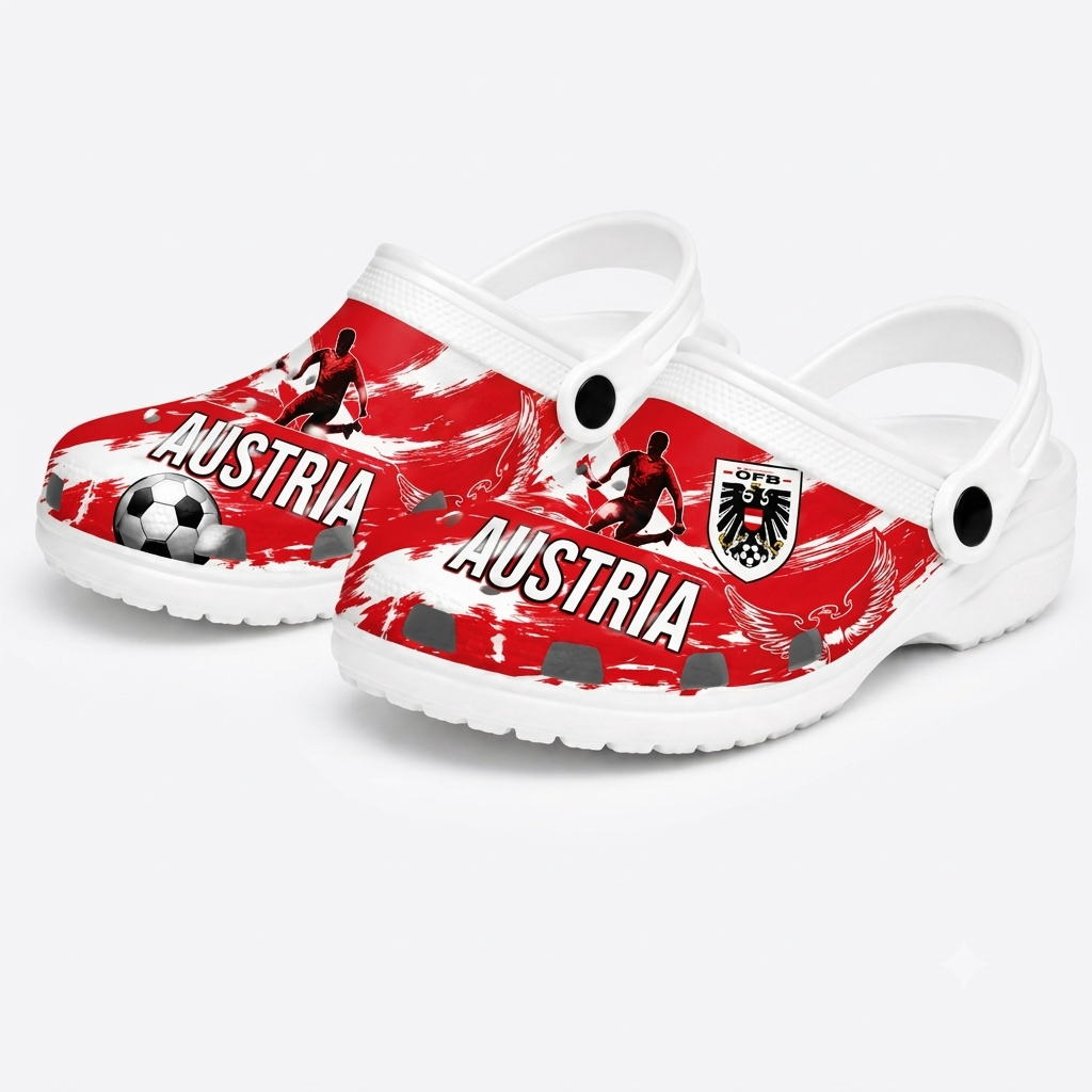 World Cup 2026 Austria Football Fan Printed Clogs