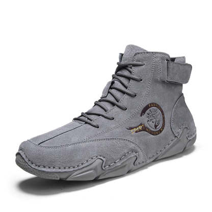 Men's Comfortable Leather Ankle Boots-My Soft Slipper
