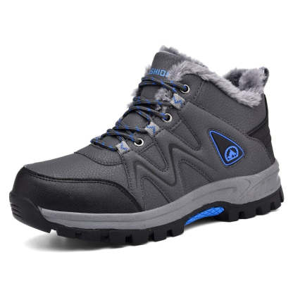Men's Non-Slip PU Lace Up Ankle Boots-My Soft Slipper