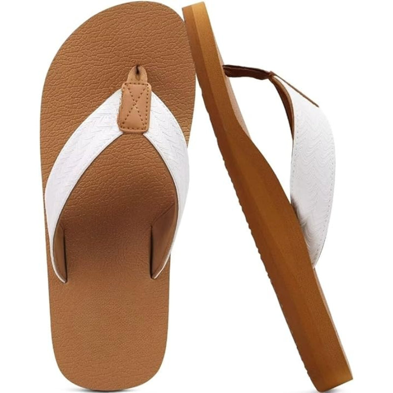 Arch Support Leather Slip-On Sandals With Cushioned Sole-My Soft Slipper