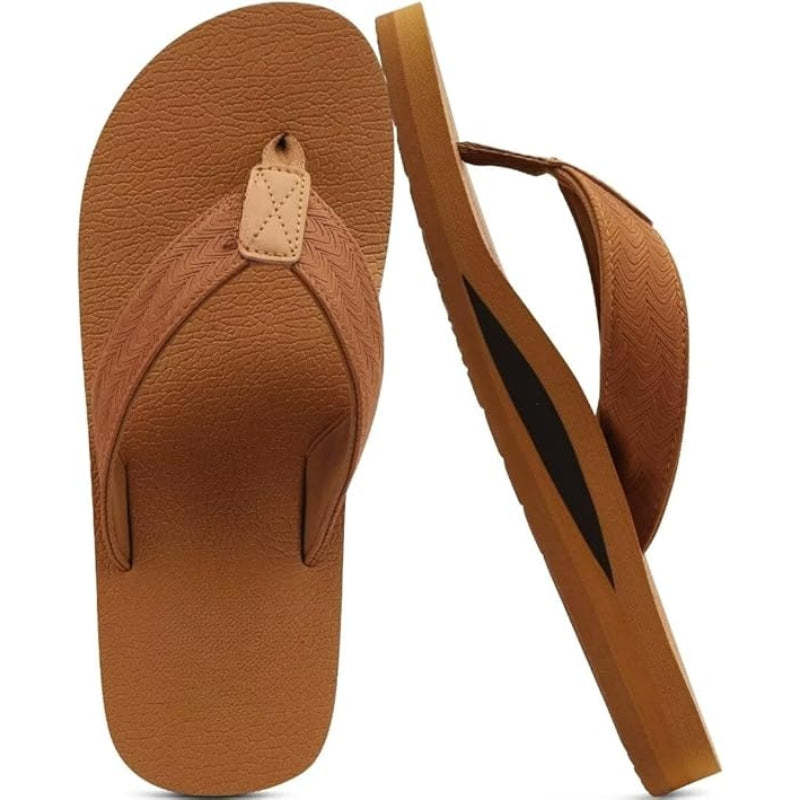 Arch Support Leather Slip-On Sandals With Cushioned Sole-My Soft Slipper