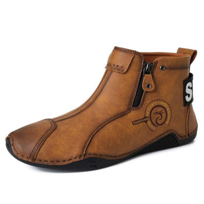 Men's Winter Warm Zip Ankle Boots-My Soft Slipper