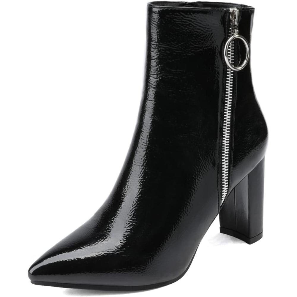 Pointed Pattern Zipper Boots-My Soft Slipper