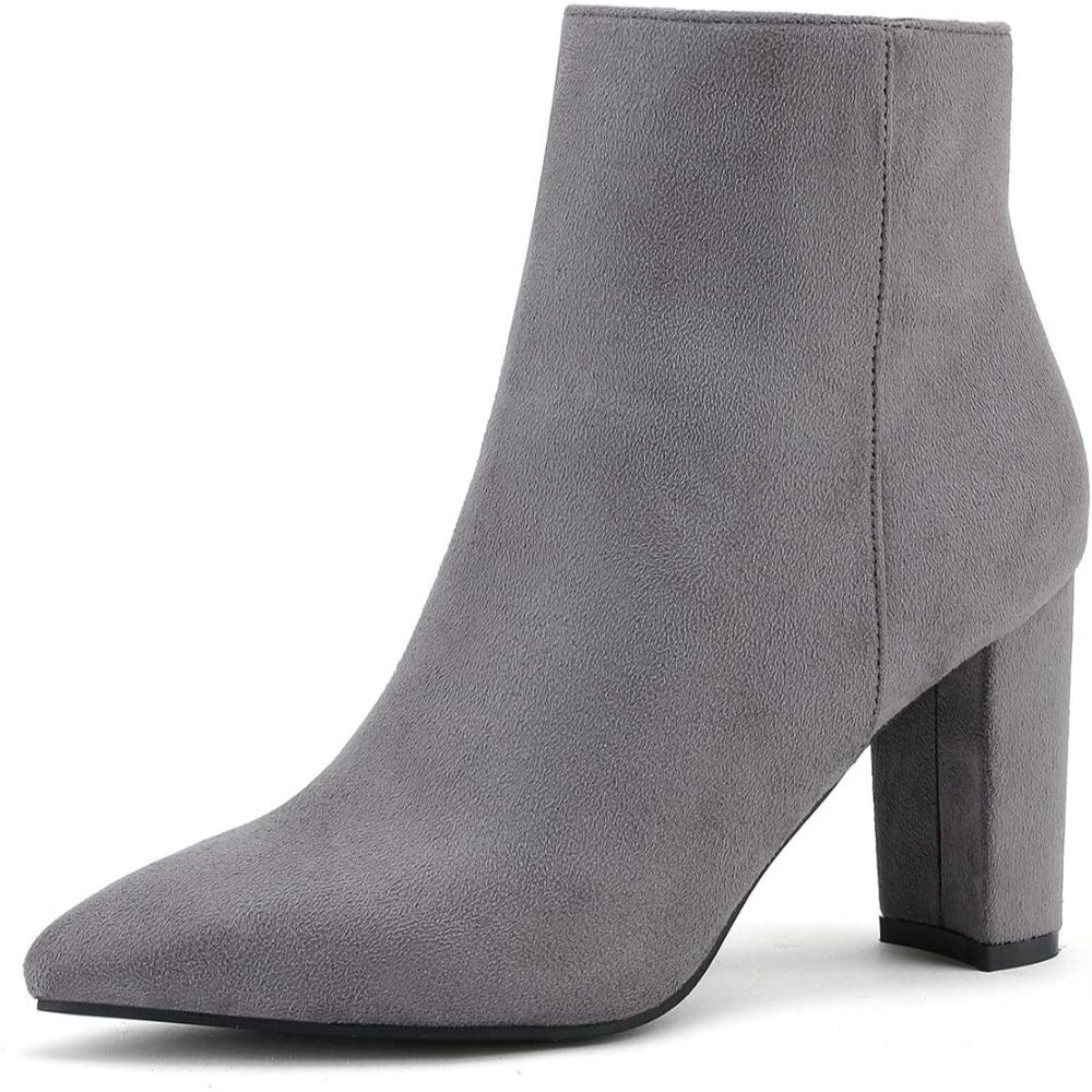 Pointed Pattern Block Pattern Boots-My Soft Slipper